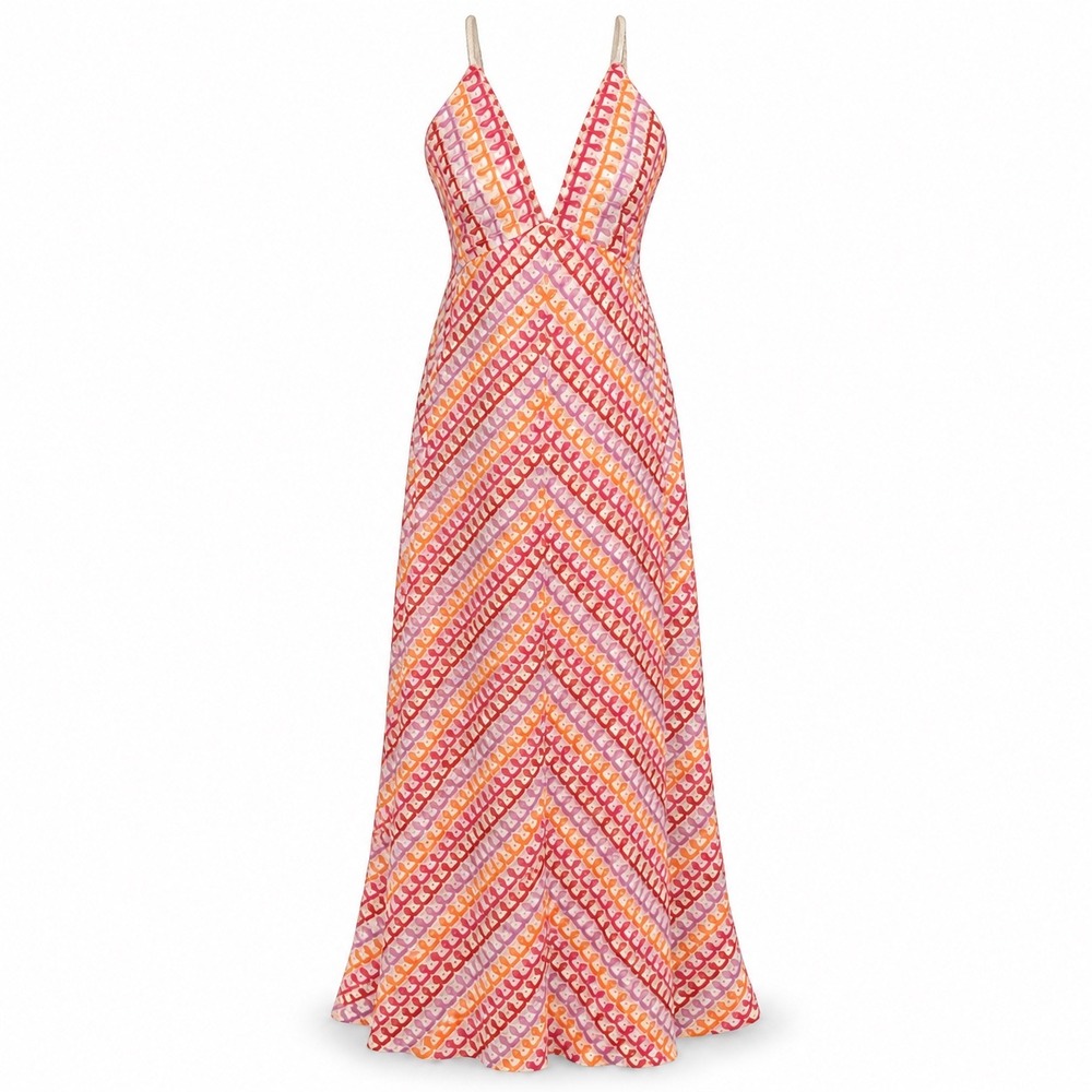 Altar'd State Maxi Dress M Pink Orange Sandie Boho Festival Resort Wedding Guest